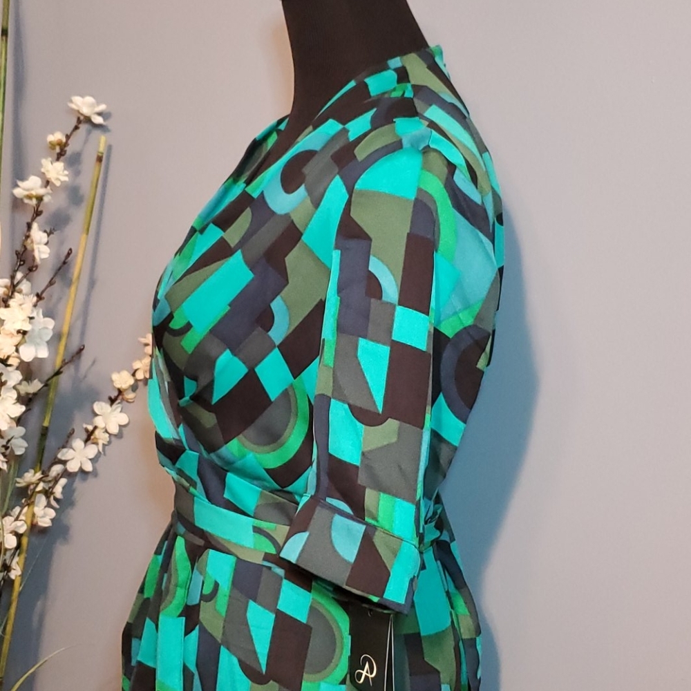 Adrianna Papell Draped Jersey Faux Wrap Dress Sz 8 - Picture 6 of 14